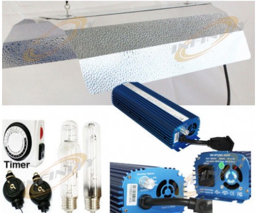 Dimmable 600W Digital Ballast + HPS + MH Bulbs + Reflector Grow Light System Kit